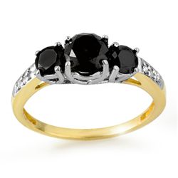 Natural 1.70 ctw Black Diamond Ring 14K Multi tone Gold