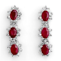 Genuine 2.81 ctw Ruby & Diamond Earrings Yellow Gold
