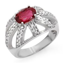 Genuine 1.90ctw Rubellite & Diamond Ring 10K White Gold