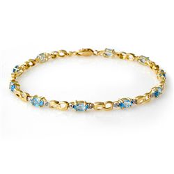 Genuine 2.76 ctw Blue Topaz & Diamond Bracelet 10K Gold