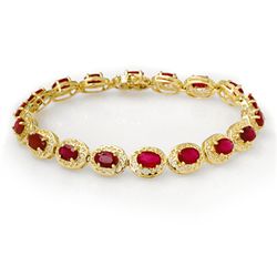 Genuine 12.75 ctw Ruby Bracelet 10K Yellow Gold