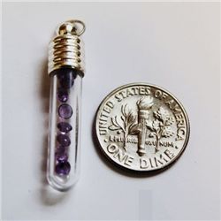 Tube Glass Pendant with 1ct Natural Amethyst from Brazil - 101AMEP
