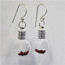Cognac Glass Earrings with 2ct Natural Garnet from Africa - 106GARE