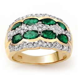 Genuine 2.25 ctw Emerald & Diamond Ring 14K Yellow Gold