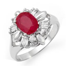Genuine 2.45 ctw Ruby & Diamond Ring 10K White Gold