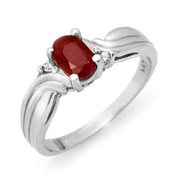 Genuine 0.85 ctw Ruby & Diamond Ring 10K White Gold