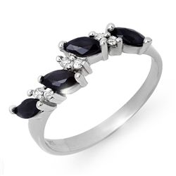 Genuine 0.80 ctw Sapphire & Diamond Ring 10K White Gold