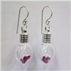 Image 1 : Heart Glass Earrings with 2ct Natural Ruby from Africa - 107RUBE