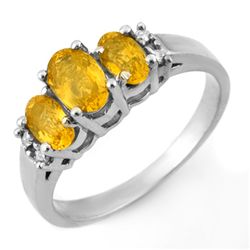 Genuine 1.39ctw Yellow Sapphire & Diamond Ring 10K Gold