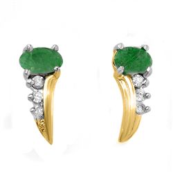Genuine 0.6 ctw Emerald & Diamond Earrings 10k Gold