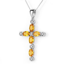 Genuine 3.65ctw Yellow Sapphire & Diamond Necklace Gold