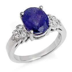 Genuine 3.5ct Tanzanite & Diamond Ring 14K White Gold