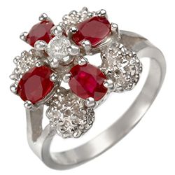 Genuine 1.58 ctw Ruby & Diamond Ring 10K White Gold