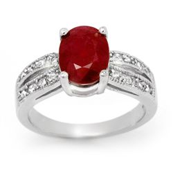 Genuine 3.02 ctw Ruby & Diamond Ring 14K White Gold