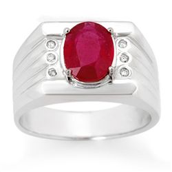 Genuine 3.06 ctw Ruby & Diamond Men's Ring 10K Gold