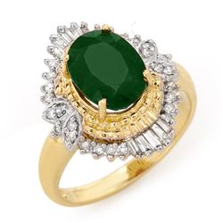 Genuine 2.58 ctw Emerald & Diamond Ring 14K Yellow Gold