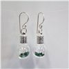 Image 1 : Round Glass Earrings with 2ct Natural Uncut Emerald from Brazil - 102UEMEE