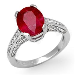 Genuine 5.0 ctw Ruby & Diamond Ring 10K White Gold