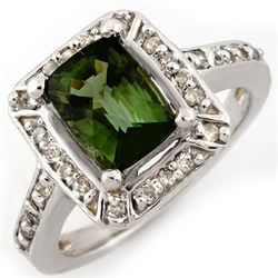 Genuine 2.40ct Green Tourmaline & Diamond Ring 14K Gold