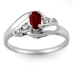 Genuine 0.49 ctw Ruby & Diamond Ring 10K White Gold