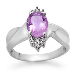 Genuine 1.14ctw Amethyst & Diamond Ring 10K White Gold