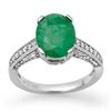 Image 1 : Genuine 3.2 ctw Emerald & Diamond Ring 14K White Gold