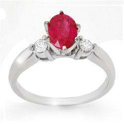 Genuine 1.45 ctw Ruby & Diamond Ring 14K White Gold