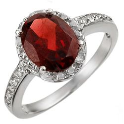 Genuine 2.10 ctw Garnet & Diamond Ring 10K White Gold