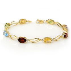 Genuine 8.02 ctw Multi-Sapphire & Diamond Bracelet Gold