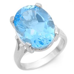 Genuine 14 ctw Blue Topaz Ring 10K White Gold