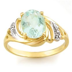 Genuine 2.04 ctw Aquamarine & Diamond Ring 10K Gold