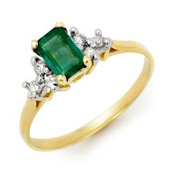 Genuine 0.74 ctw Emerald & Diamond Ring 10K Yellow Gold