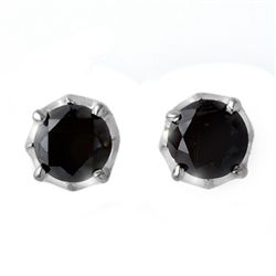 Natural 2.50 ctw Black Diamond Stud Earrings 14K Gold