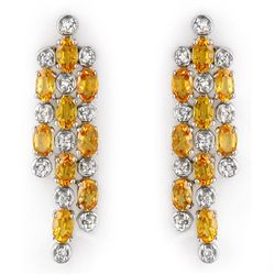 Genuine 6.33ctw Yellow Sapphire & Diamond Earrings Gold