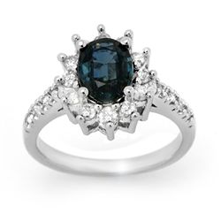 Genuine 3.15 ctw Sapphire & Diamond Ring 14K White Gold