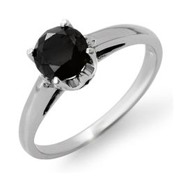 Natural 1.0 ctw Black Diamond Ring 14K White Gold