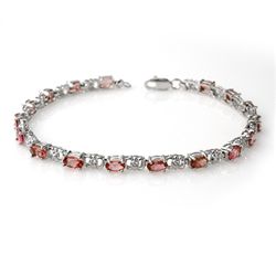 Genuine 4.7 ctw Pink Tourmaline & Diamond Bracelet Gold
