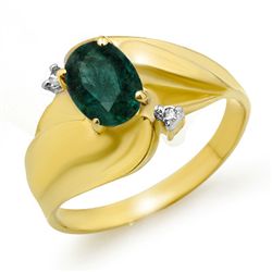 Genuine 0.85 ctw Emerald & Diamond Ring 10K Yellow Gold