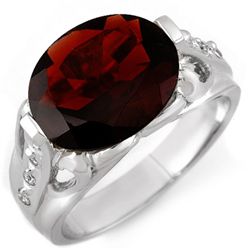 Genuine 4.7 ctw Garnet & Diamond Ring 10K White Gold