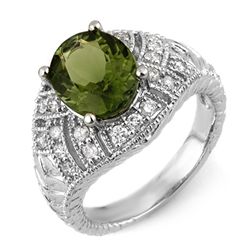 Genuine 3.6ctw Green Tourmaline & Diamond Ring 14K Gold