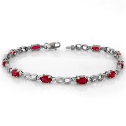 Genuine 3.51 ctw Ruby & Diamond Bracelet White Gold