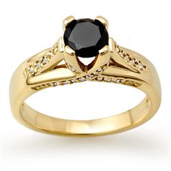 Natural 1.18 ctw White & Black Diamond Ring 14K Gold