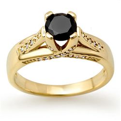 Natural 1.18 ctw White & Black Diamond Ring 14K Gold