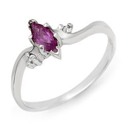 Genuine 0.29 ctw Amethyst & Diamond Ring 10K White Gold