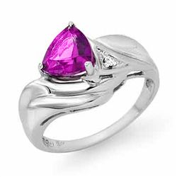 Genuine 0.94 ctw Amethyst & Diamond Ring 10K White Gold