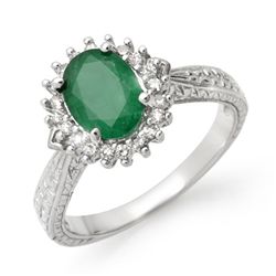 Genuine 2.35 ctw Emerald & Diamond Ring 10K White Gold