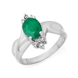 Genuine 1.53 ctw Emerald & Diamond Ring 10K White Gold