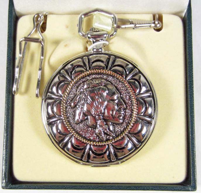 NATIVE AMERICAN INDIAN POCKET WATCH W/ CASE
