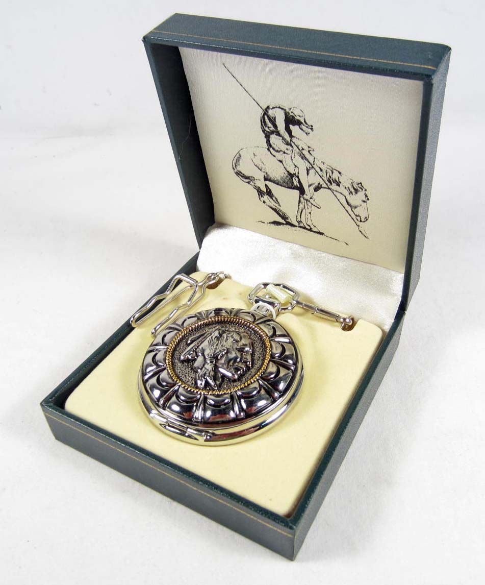 NATIVE AMERICAN INDIAN POCKET WATCH W/ CASE