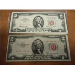 1953-B & 63-A $2 US NOTES RED SEALS